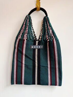 Marni Hammock Tote Green, Black, Rust, & White
